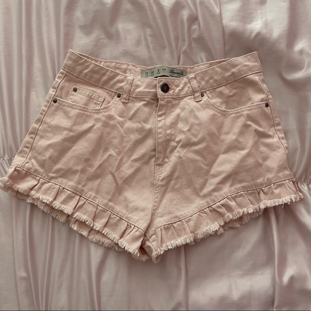 Pink ruffle shorts